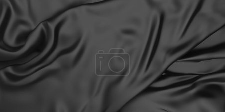 Foto de Textura de satén de tela negra oscura. Tejido de seda negro ondulado. renderizado 3d - Imagen libre de derechos