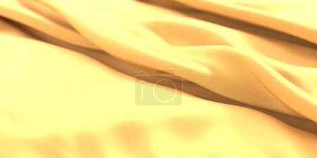 Téléchargez les photos : Tissu satiné doré. fond en soie douce. Design de plis de luxe lumineux. Rendu 3d - en image libre de droit