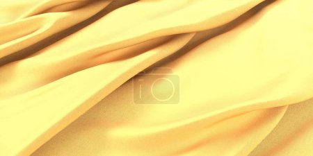 Téléchargez les photos : Tissu satiné doré. fond en soie douce. Design de plis de luxe lumineux. Rendu 3d - en image libre de droit