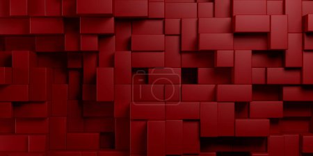 Téléchargez les photos : Fond abstrait de cubes rouges. Rendu 3d - en image libre de droit