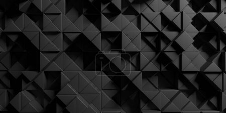 Foto de Textura del panel de pared oscura. Patrón de triángulo geométrico. renderizado 3d - Imagen libre de derechos