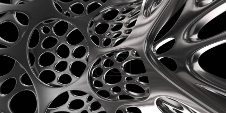 Photo for Abstract dark solid steel material. Black metallic. Aluminum silver pattern. 3d rendering - Royalty Free Image