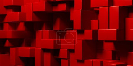 Téléchargez les photos : Fond abstrait de cubes rouges. Rendu 3d - en image libre de droit