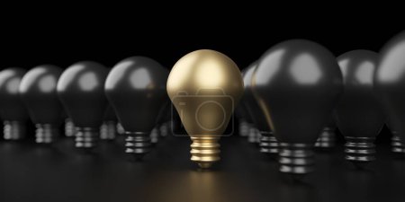 Photo for One different  light bulb stands out from crowd. Uniqueness concept. Different thinking idea. 3d rendering - Royalty Free Image