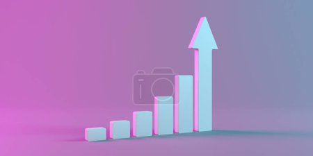 Foto de Cuadro de crecimiento con flecha ascendente. Diagrama del éxito empresarial. renderizado 3d - Imagen libre de derechos