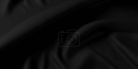 Foto de Satén de seda negro. Tela lisa brillante. Fondo abstracto de tela de seda. renderizado 3d - Imagen libre de derechos