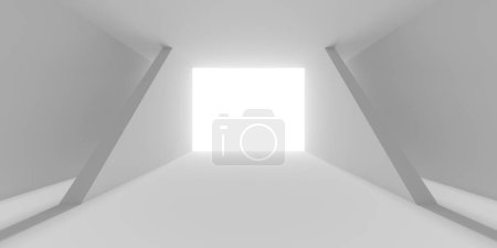 Téléchargez les photos : White Abstract Architecture moderne Arrière-plan intérieur. Illustration de rendu 3d - en image libre de droit