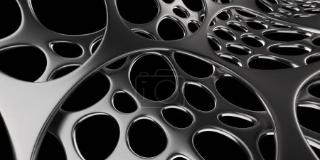 Foto de Material abstracto de acero sólido oscuro. Negro metálico. Patrón de aluminio plateado. renderizado 3d - Imagen libre de derechos