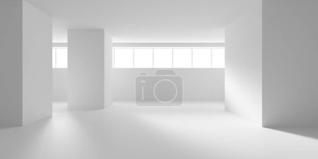 Photo for White Abstract Modern Architecture Interior Background. 3d Render Illustration - Royalty Free Image