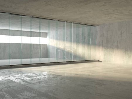 Photo for Abstract futuristic concrete and glass architecture. Minimalistic interior. 3d rendering - Royalty Free Image
