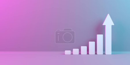 Photo for Growth chart with rising arrow. Diagram of business success. 3d rendering - Royalty Free Image