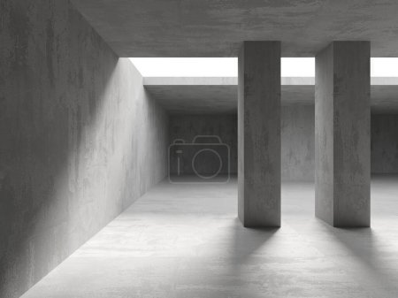 Photo for Contemporary concrete interior. Stone old texture walls empty room. Art and design concept. Mock up. 3D rendering - Royalty Free Image