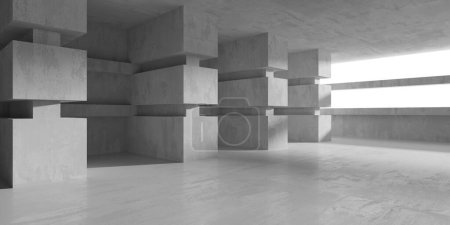 Téléchargez les photos : Chambre grunge avec murs en béton. Vieil intérieur en pierre. Rendu 3d - en image libre de droit