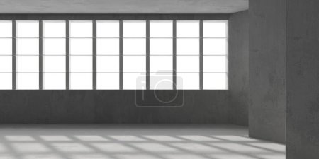 Foto de Abstracto interior de hormigón vacío. Plantilla minimalista de diseño de habitación oscura. renderizado 3d - Imagen libre de derechos