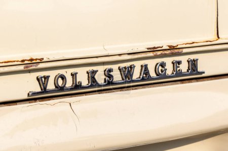 Photo for BANGKOK, THAILAND - March 4, 2024: VOLKSWAGEN old rusty text sign. Classic Emblem. Car logo - Royalty Free Image