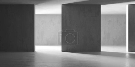 Téléchargez les photos : Intérieur abstrait en béton vide. Modèle minimaliste de conception de pièce sombre. Rendu 3d - en image libre de droit