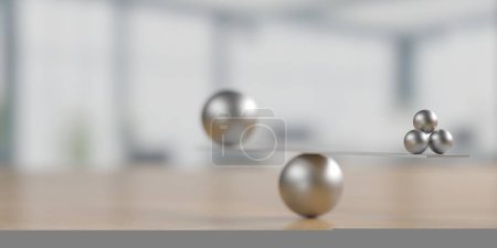 Photo for Balance concept. Metal scale with different balls. 3d rendering - Royalty Free Image