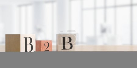 Foto de Concepto de negocio de texto B2B cubos en la oficina borrosa fondo. renderizado 3d - Imagen libre de derechos