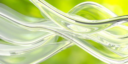 Foto de Vidrio transparente de colores claros u ondas líquidas. Patrón de neón fondo abstracto. renderizado 3d - Imagen libre de derechos