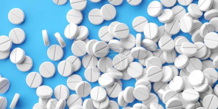Foto de Manojo abstracto de píldoras medicinales sobre un fondo blanco. renderizado 3d - Imagen libre de derechos