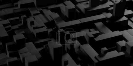 Photo for Abstract Black Geometric Shapes Background Texture. Modern and Minimalistic Concept Design. 3d rendering - Royalty Free Image