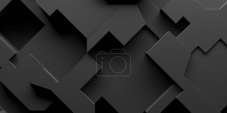 Photo for Abstract Black Geometric Shapes Background Texture. Modern and Minimalistic Concept Design. 3d rendering - Royalty Free Image