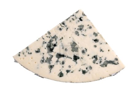 Blauschimmelkäse isoliert auf weißem Hintergrund mit Clipping-Pfad, Dreieck Stück Käse mit Schimmel