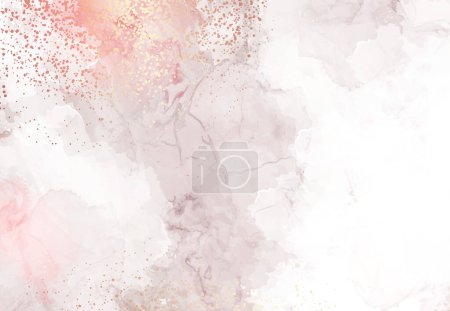 Illustration for Beige quartz geode vector design frame.Stylish taupe brown glitter texture card. Gold border. Sparkling gem. Natural stone.Trendy wedding invitation. Dye splash style.Alcohol ink.Isolated and editable - Royalty Free Image