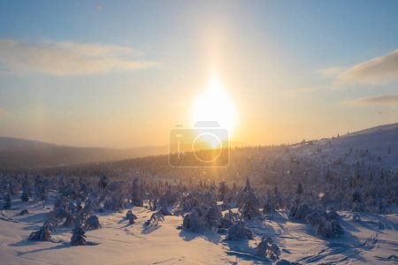 Photo for Winter sunset in Pallas Yllastunturi National Park, Lapland, Finland - Royalty Free Image