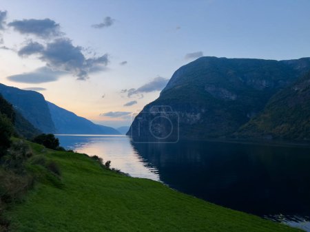Photo for Autumn landscape in small town of Undredal in south Norway - Royalty Free Image