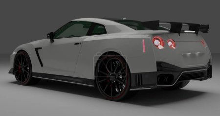 Photo for Tangerang, Banten, 24 December 2022 3D rendering of Grey Nissan GTR R35 Nismo on isolated background - Royalty Free Image