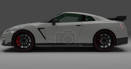 Photo for Tangerang, Banten, 24 December 2022 3D rendering of Grey Nissan GTR R35 Nismo on isolated background - Royalty Free Image
