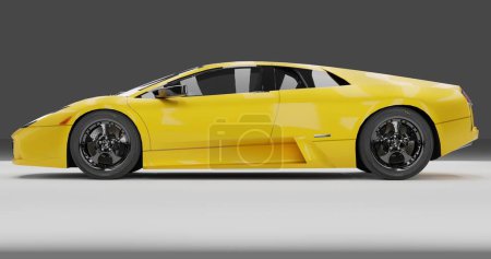 Photo for Tangerang, Banten. 19 December 2022, 3D rendering of Yellow Lamborghini Murcielago on isolated background - Royalty Free Image