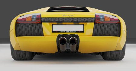 Tangerang, Banten. 19 December 2022, 3D rendering of Yellow Lamborghini Murcielago on isolated background