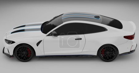 Tangerang, Banten. 22 August 2023. 3D rendering of white BMW M4CSL on isolated background