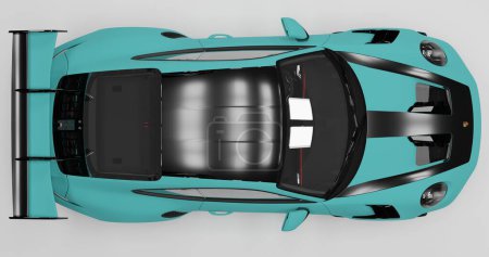 3D Render des Porsche 992 GT3 RS auf isoliertem Hintergrund