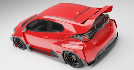 Photo for 3D rendering of GR Yaris with Rocket Bunny Body Kit on isolated background - Royalty Free Image