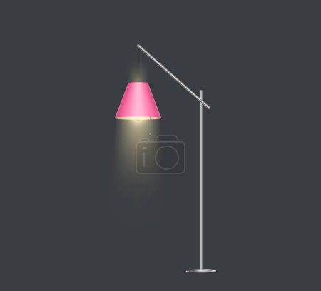 Illustration for Realistic floor lamp isolated on transparent background. Modern minimal electric torchere for interior design, energy furniture. Home equipment in minimalistic style. Vector illustration - Royalty Free Image