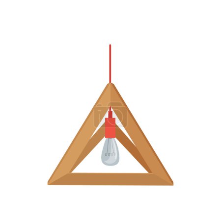 Loft hängelampe mit ligthbirne und dreieckiger form lampenschirm isoliert auf weißem hintergrund. Kreative Designer elektrische Beleuchtungsgeräte für Haus oder Büro Interieur Vektor Illustration