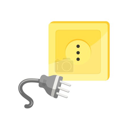 Plug socket icon, electric, power cord outlet input type vector illustration isolated on white. Unplugged switch electricity supply for modern electronic device, connector equipment cartoon design