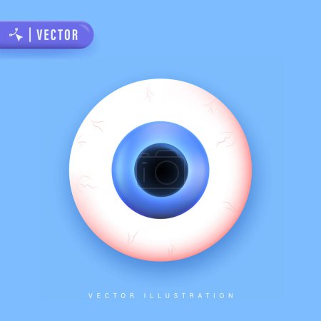 Red Eye 3D Illustration. Iritated eye, Dry Eye, inflamed eye and Tired eyes Illustration. 3d vector icon. Cartoon minimal style.