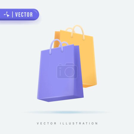 Realistic 3D Shopping Bag Vector Illustration. Shopping Bag Logo Icon and Symbol. Sale Concept Design.