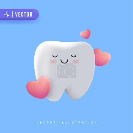Happy White Healthy Tooth Smiling Vector Illustration. Cartoon Smiley Tooth suitable for Children Dental Clinic. Tooth Character for Kids. Cute Dentist Mascot