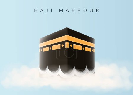 Traduction : Qu'Allah accepte votre Hadj et vous accorde le pardon. Kaaba Vector pour Hajj Mabroor à La Mecque Arabie Saoudite. Hadj Mabrour et la sainte Mecque saluant l'illustration islamique Contexte vecteur 
