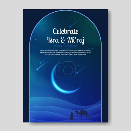 Al-Isra wal Mi 'raj Traducir: El viaje nocturno Profeta Muhammad Vector Ilustración Para Plantilla de póster y volante, Fondo simple de la ceremonia de Isra Mi' raj