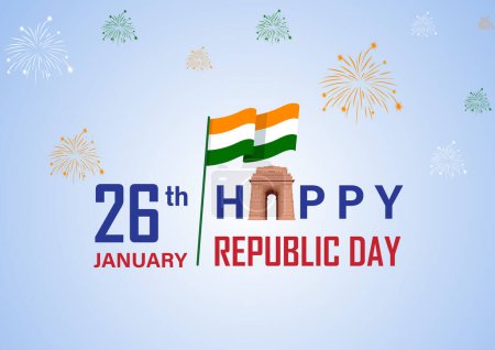 India Republic Day Poster with India Gate Vector Illustration