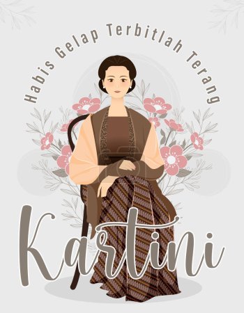Téléchargez les illustrations : Selamat Hari Kartini Means Happy Kartini Day. Kartini is Indonesian Female Hero. Habis gelap terbitlah terang means After Darkness comes Light. Vector Illustration. - en licence libre de droit