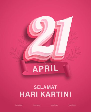Téléchargez les illustrations : Selamat Hari Kartini Means Happy Kartini Day. Kartini is Indonesian Female Hero. Habis gelap terbitlah terang means After Darkness comes Light. Vector Illustration. - en licence libre de droit