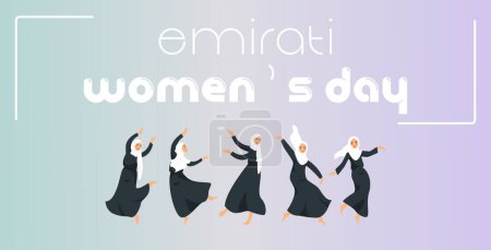 Emirates Women's Day Design with Female with Hijab Vector Illustration. Emirati Womens Day Template Suitable for Poster Banner Flyer Background. UAE Women's Day August.