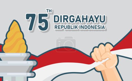 Translation : Happy Independence Day of Indonesia Vector Illustration. Suitable for Template Poster Banner Design.